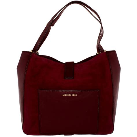 Michael Kors Quincy Large Shoulder Tote In Suede And Leather 